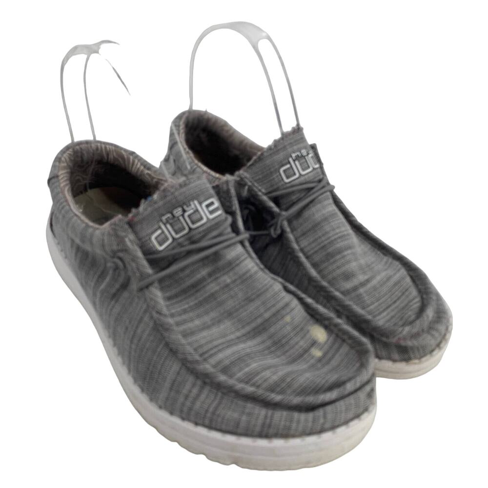 Hey Dude Wally Youth unisex Y4-L5 Linen gray Stone Comfort Shoes 130130704
